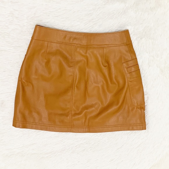 Free People Copper Vegan Leather Skirt Size 0 - Picture 6 of 9